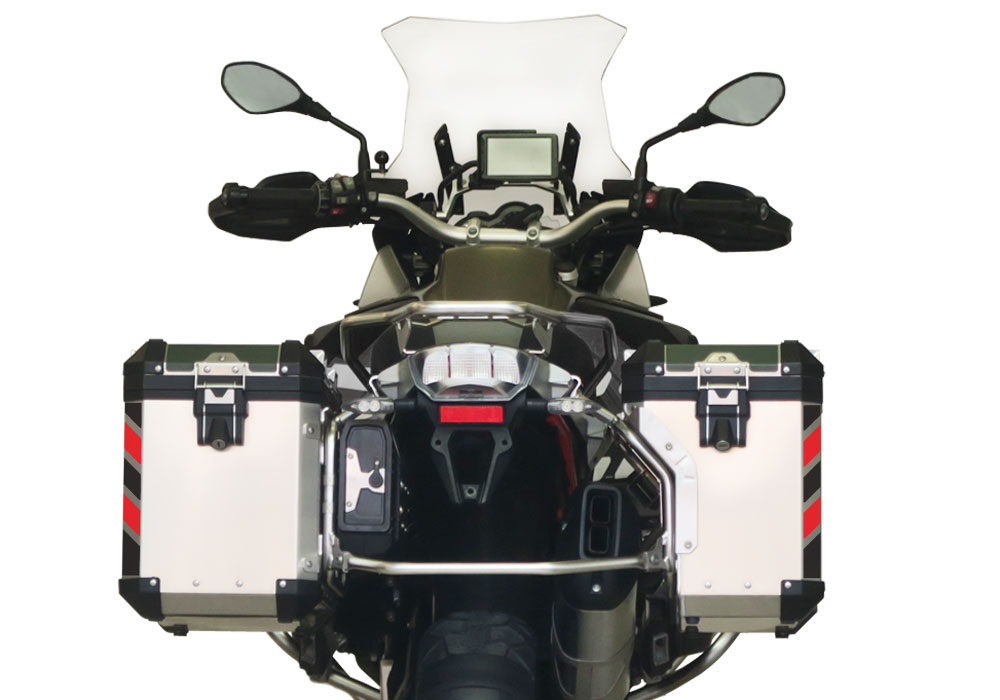 BMW Aluminum Side Panniers Black & Red Reflective Stripes - Image 3