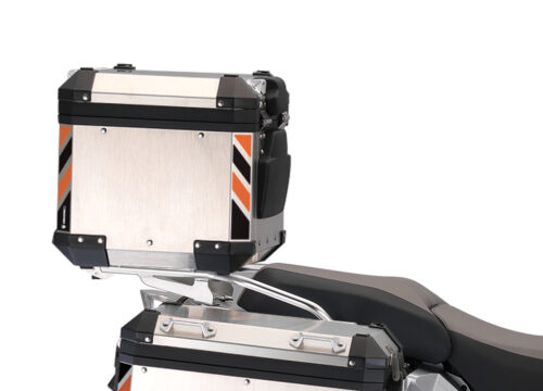 BMW Aluminum Top Box Black & Orange Reflective Stripes