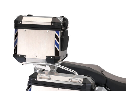 BMW Aluminum Top Box Black & Blue Reflective Stripes