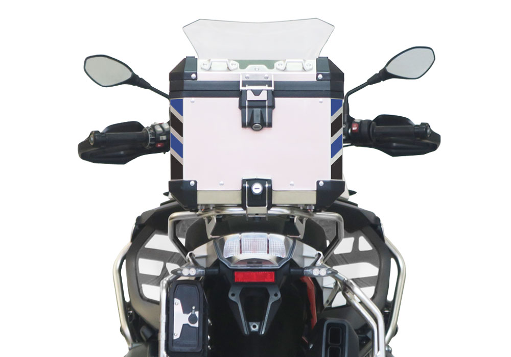 BMW Aluminum Top Box Black & Blue Reflective Stripes - Image 3