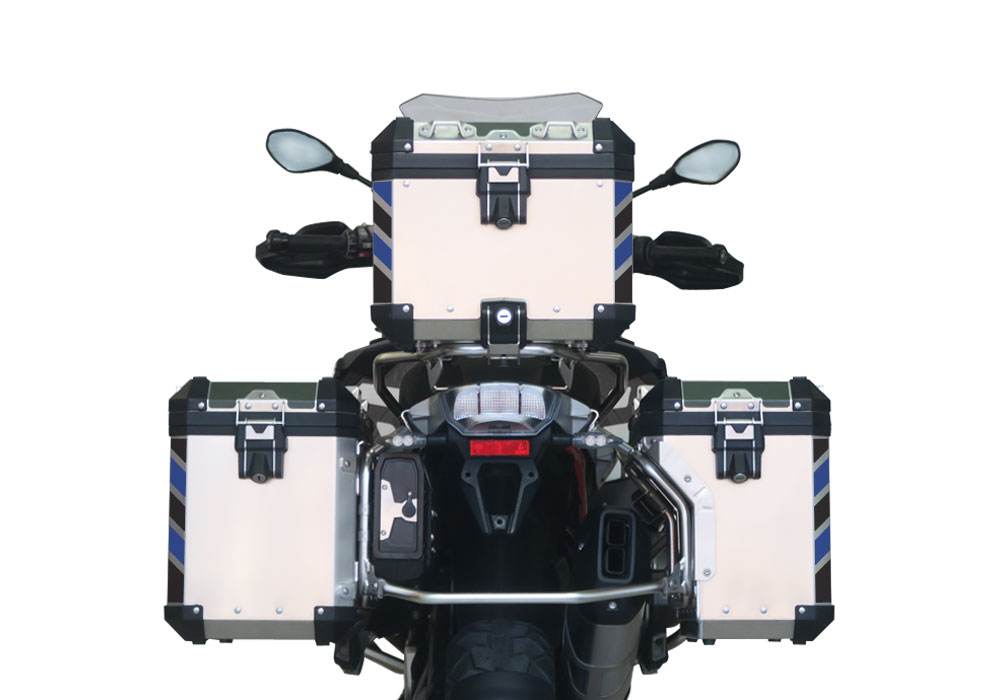 BMW Aluminum Top Box Black & Blue Reflective Stripes - Image 4