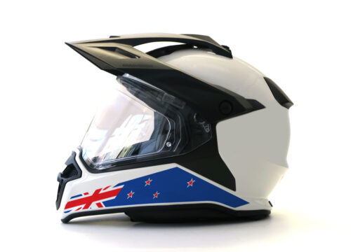 BMW GS Enduro Helmet (White) The Flag Series New Zealand Sticker