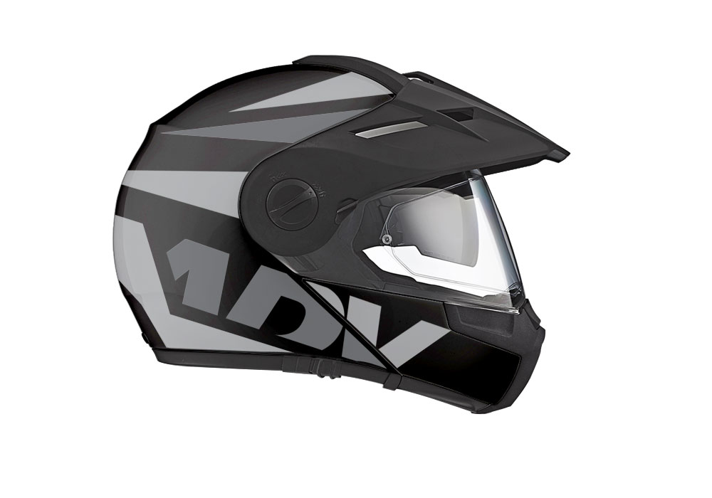 Schuberth E1 Helmet (Black) Vivo Series Silver Variations Stickers Kit - Image 2