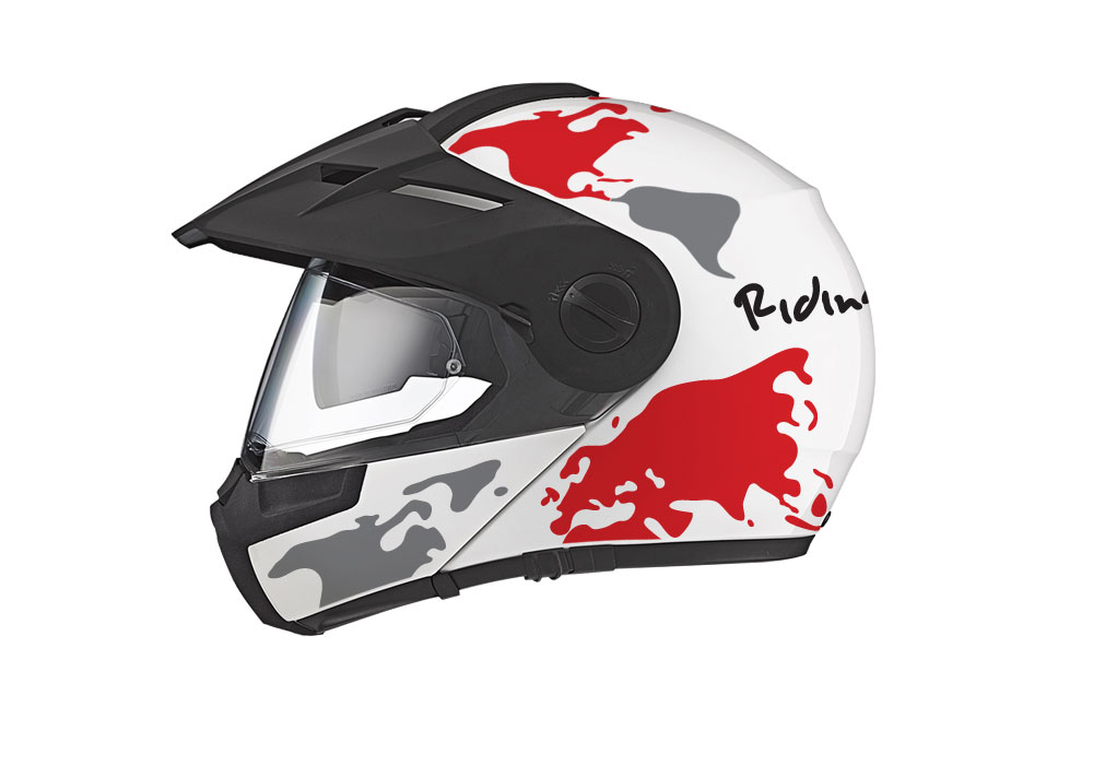 HEL 2992 Schuberth E1 White The Globe Series Red Grey Stickers Kit 01 1