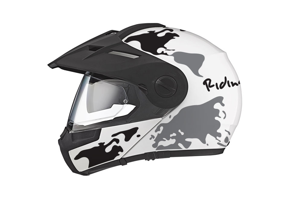 HEL 2993 Schuberth E1 White The Globe Series Black Grey Stickers Kit 01 1