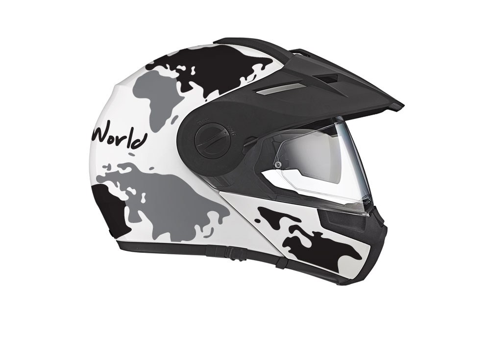 HEL 2993 Schuberth E1 White The Globe Series Black Grey Stickers Kit 02 1