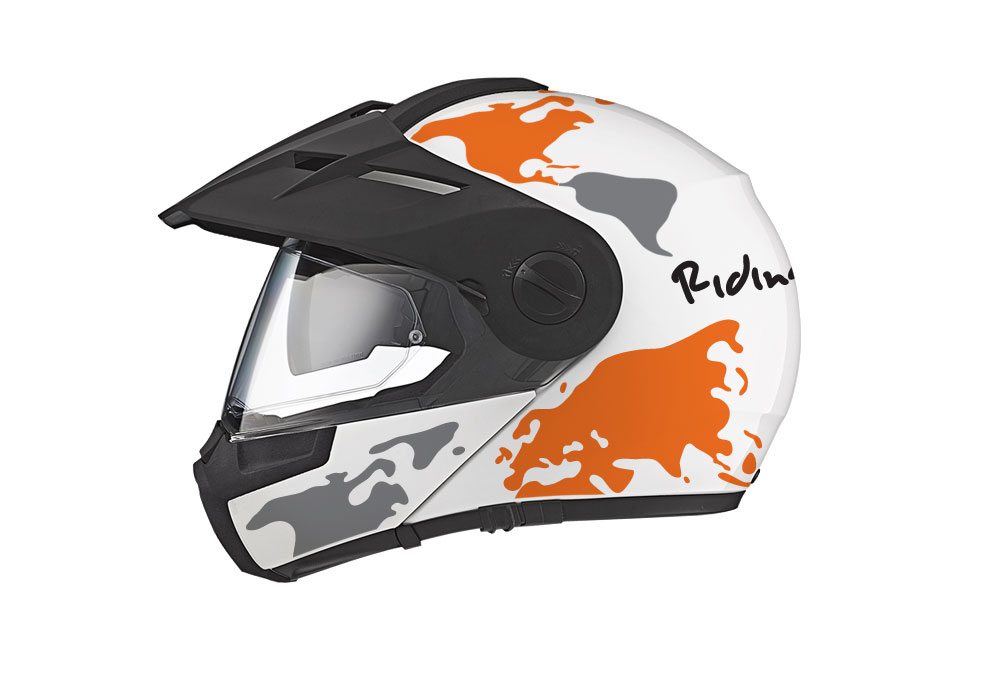 HEL 2994 Schuberth E1 White The Globe Series Orange Grey Stickers Kit 01 1