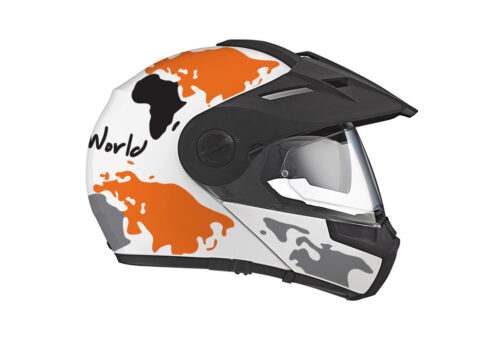 HEL 2994 Schuberth E1 White The Globe Series Orange Grey Stickers Kit 02 1