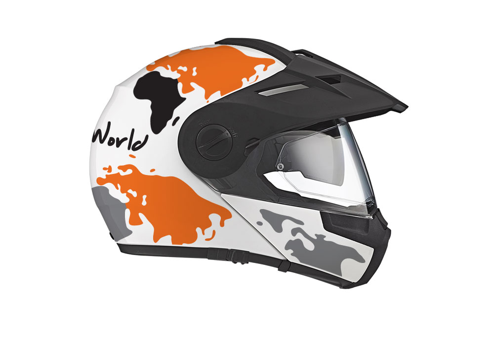 HEL 2994 Schuberth E1 White The Globe Series Orange Grey Stickers Kit 02 1