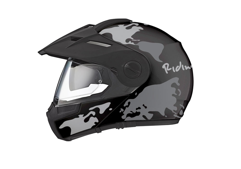 HEL 2996 Schuberth E1 Black The Globe Series Grey Variations Stickers Kit 01 1