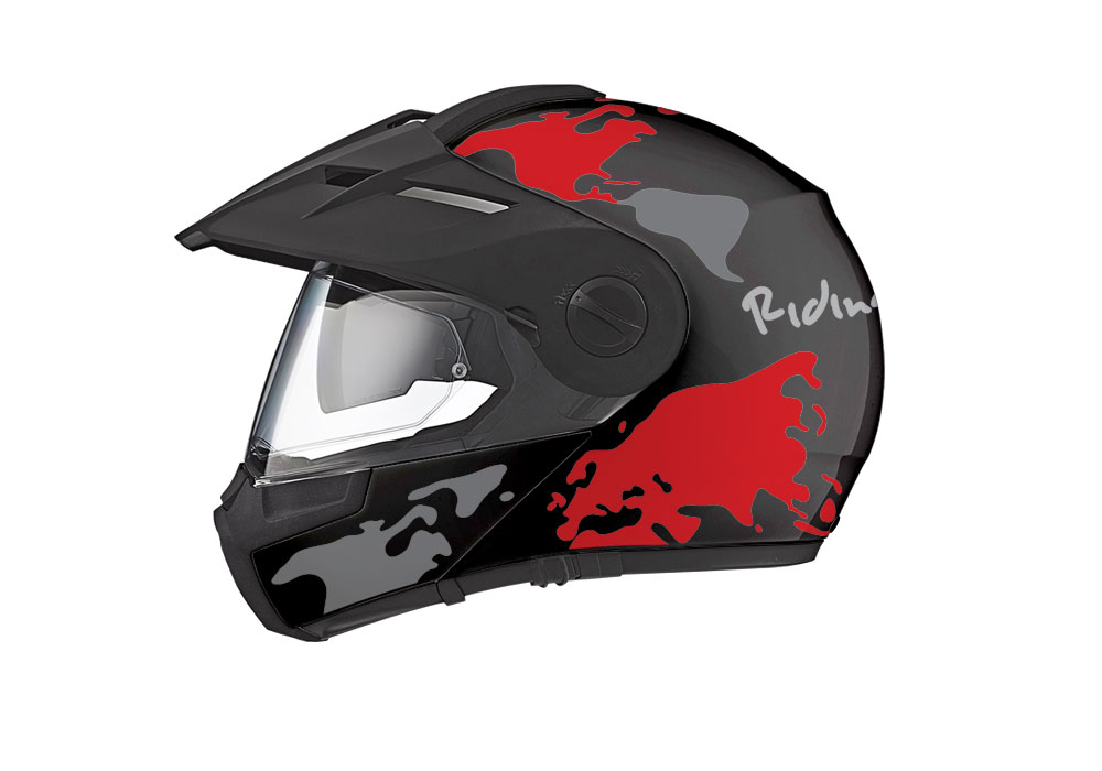 HEL 2997 Schuberth E1 Black The Globe Series Red Grey Stickers Kit 01 1