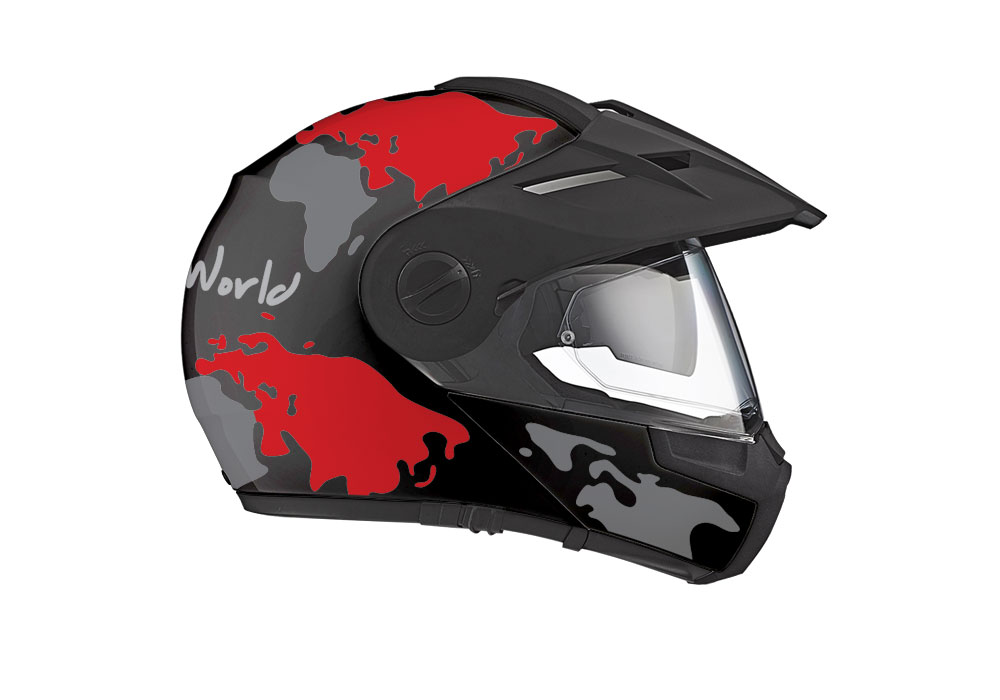 HEL 2997 Schuberth E1 Black The Globe Series Red Grey Stickers Kit 02 1