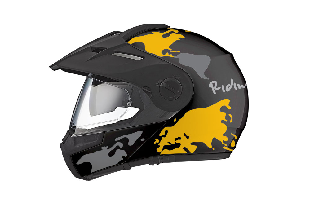 HEL 2998 Schuberth E1 Black The Globe Series Yellow Grey Stickers Kit 01 1