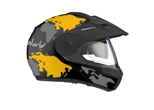 HEL 2998 Schuberth E1 Black The Globe Series Yellow Grey Stickers Kit 02 1