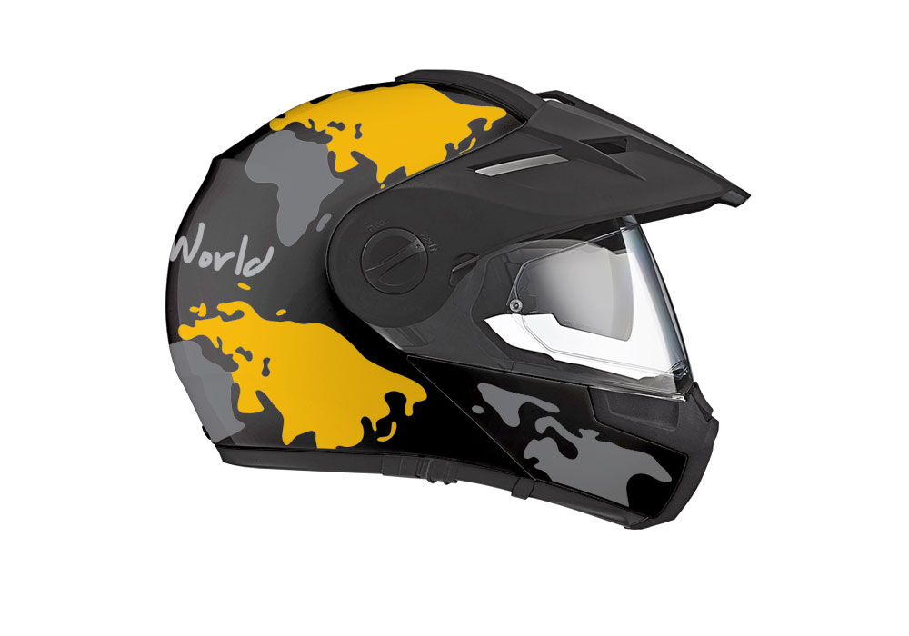 HEL 2998 Schuberth E1 Black The Globe Series Yellow Grey Stickers Kit 02 1