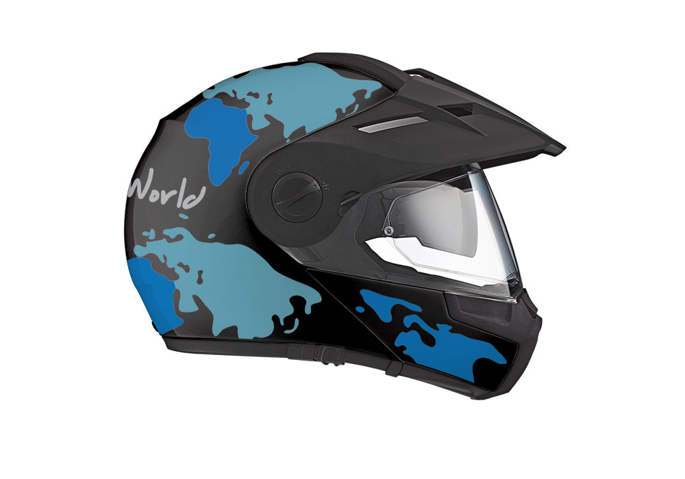 HEL 2999 Schuberth E1 Black The Globe Series Blue Variations Stickers Kit 02 1