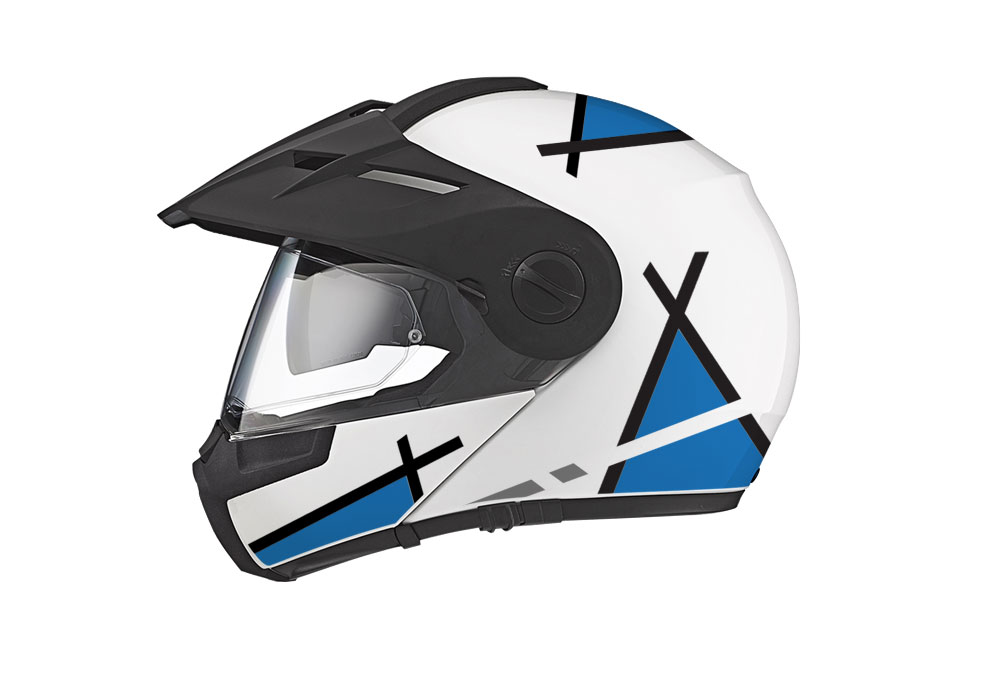 Schuberth E1 Helmet (White) Vector Series Black & Blue Stickers Kit