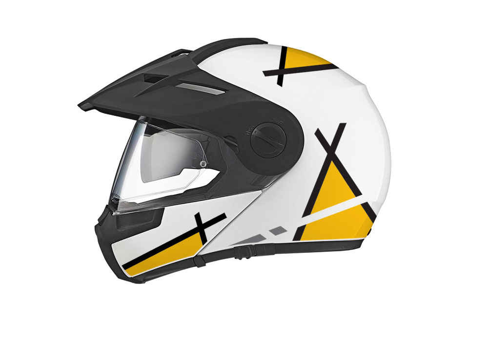 Schuberth E1 Helmet (White) Vector Series Black & Yellow Stickers Kit