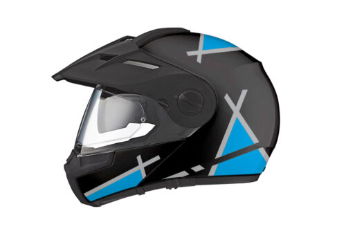 Schuberth E1 Helmet (Black) Vector Series Silver & Blue Stickers Kit
