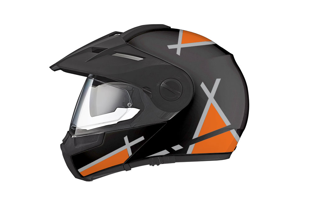 Schuberth E1 Helmet (Black) Vector Series Silver & Orange Stickers Kit