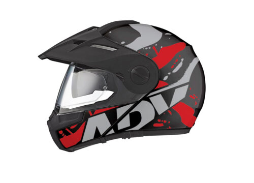 Schuberth E1 Helmet (Black) Safari Series Silver & Red Stickers Kit