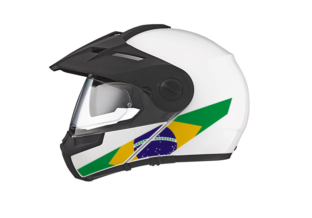 Schuberth E1 Helmet (White) The Flag Series Brazil Stickers