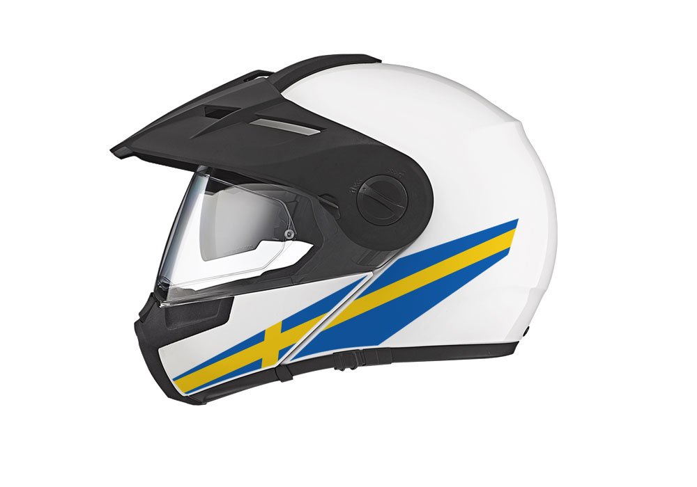 Schuberth E1 Helmet (White) The Flag Series Sweden Stickers