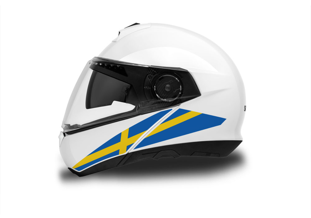 Schuberth C4/ C4 Pro Helmet (White) The Flag Series Sweden Stickers