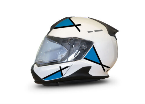 BMW System 7 Helmet (White) Vector Series Black & Blue Stickers Kit