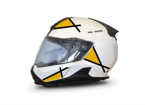 BMW System 7 Helmet (White) Vector Series Black & Yellow Stickers Kit
