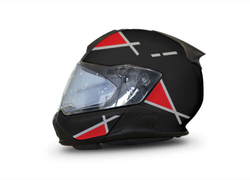BMW System 7 Helmet (Black) Vector Series Silver & Red Stickers Kit