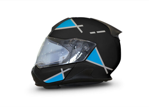 BMW System 7 Helmet (Black) Vector Series Silver & Light Blue Stickers Kit