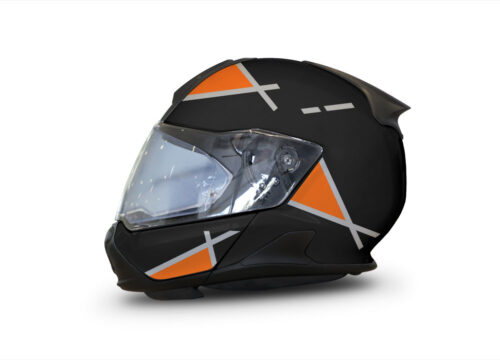 BMW System 7 Helmet (Black) Vector Series Silver & Orange Stickers Kit
