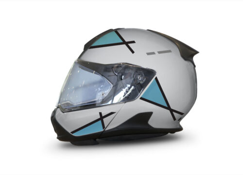 BMW System 7 Helmet (Silver) Vector Series Light Blue & Black Stickers Kit