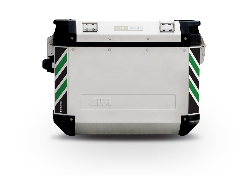 Givi Trekker Outback Side Panniers Black & Green Reflective Stripes