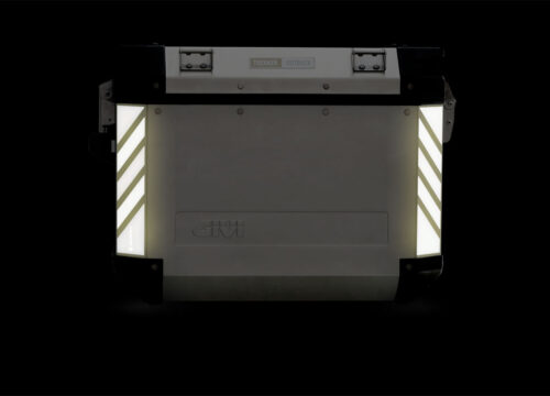 GISTI 3070 Givi Trekker Outback Side Panniers 48lt 37lt Black White Reflective Stripes Stickers Kit 02