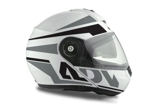 HEL 3076 Schuberth C3 Pro Helmet White Silver Vivo ADV Grey Black Stickers Kit 02