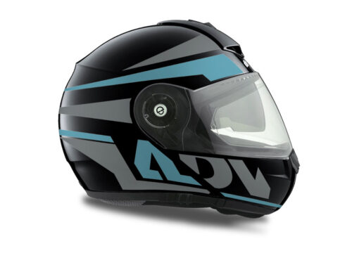 HEL 3081 Schuberth C3 Pro Helmet Black Anthracite Vivo ADV Light Blue Grey Stickers Kit 02