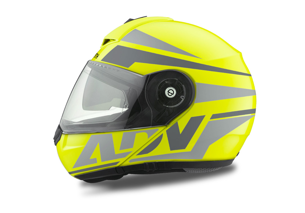 HEL 3083 Schuberth C3 Pro Helmet Fluo Yellow Vivo ADV Grey Variations Stickers Kit 01
