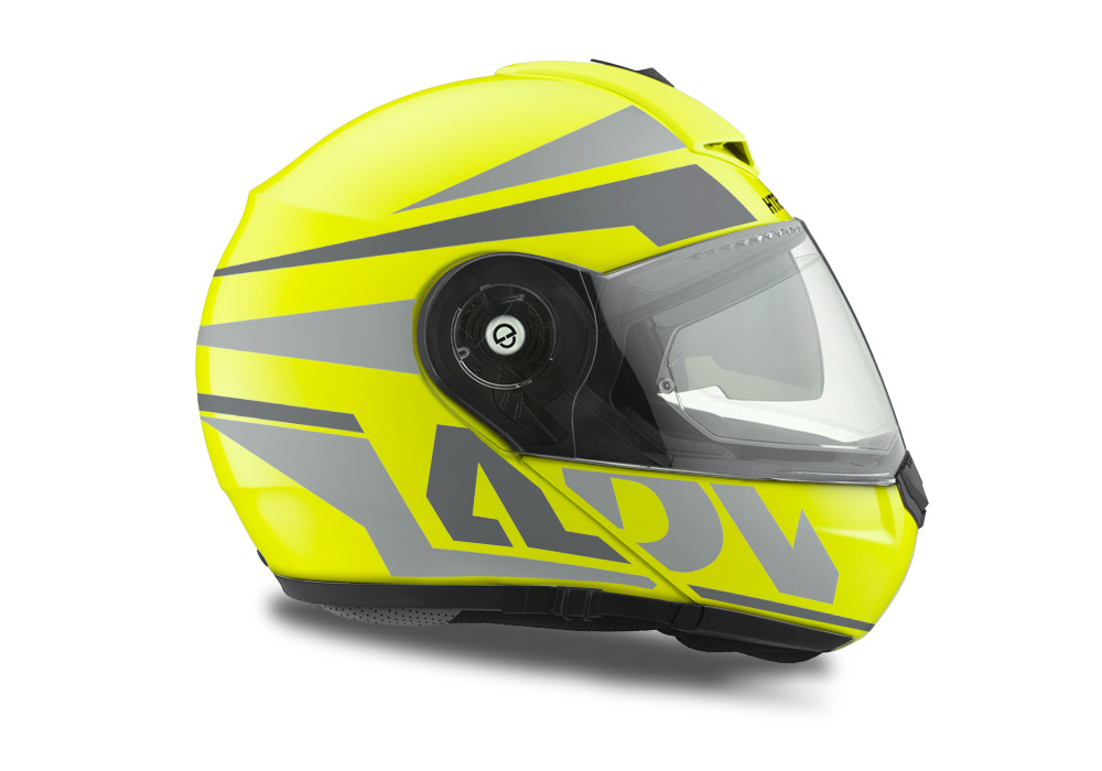 HEL 3083 Schuberth C3 Pro Helmet Fluo Yellow Vivo ADV Grey Variations Stickers Kit 02