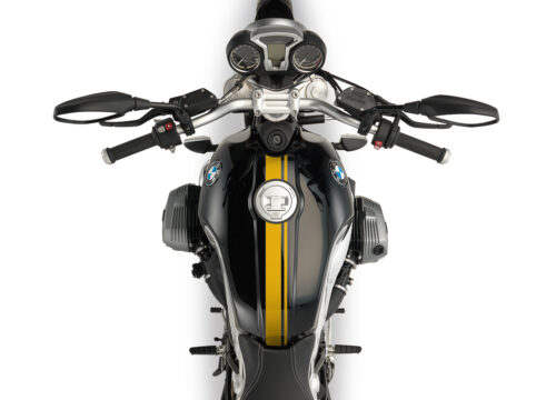 BKIT 3156 BMW RnineT Top Tank Double Line Stickers Kit Yellow Gloss 02