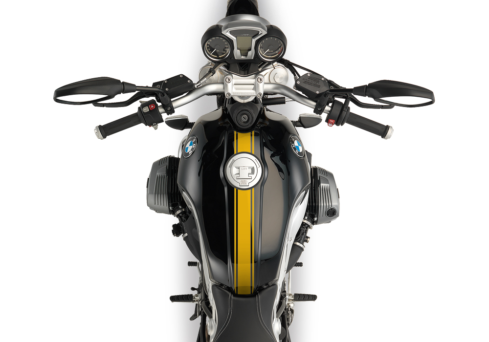 BKIT 3157 BMW RnineT Top Tank Triple Line Stickers Kit Yellow Gloss 02