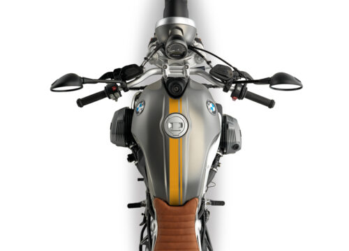 BKIT 3162 BMW RnineT Scrambler Top Tank Double Line Stickers Kit Saffron Yellow 02