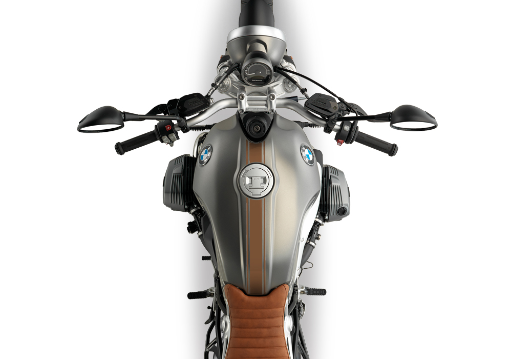 BKIT 3163 BMW RnineT Scrambler Top Tank Triple Line Stickers Kit Brown 02