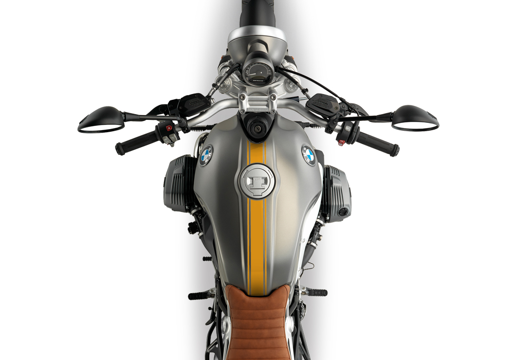 BKIT 3163 BMW RnineT Scrambler Top Tank Triple Line Stickers Kit Saffron Yellow 02