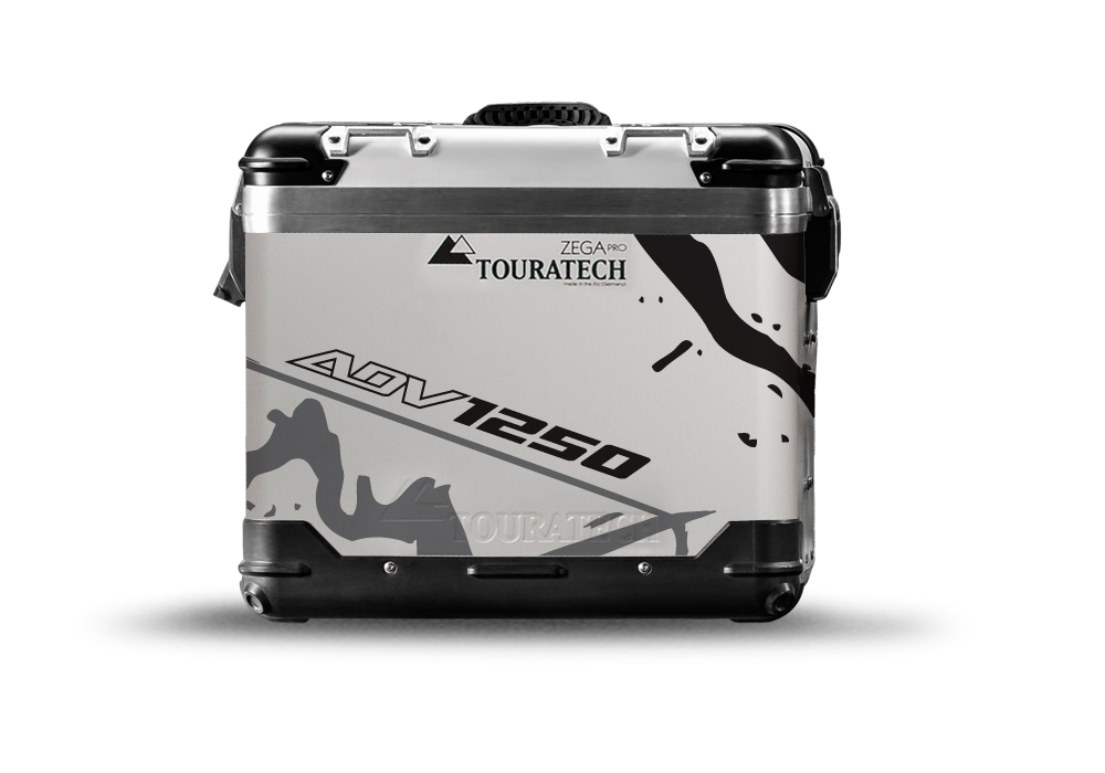TSTI 3192 Touratech Zega Pro Aluminium Panniers Safari Series Grey Black Stickers Kit ADV1250
