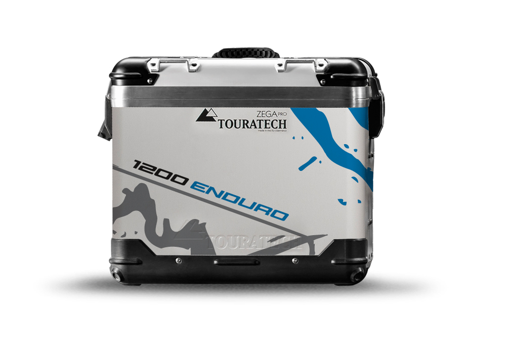 TSTI 3193 Touratech Zega Pro Aluminium Panniers Safari Series Grey Blue Stickers Kit 1200ENDURO