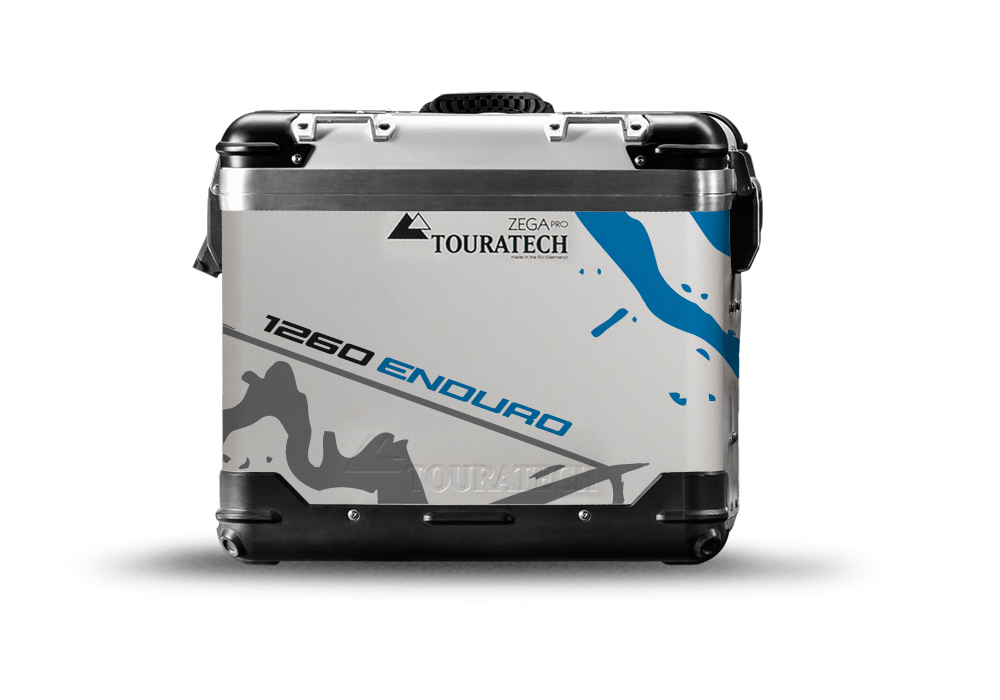 TSTI 3193 Touratech Zega Pro Aluminium Panniers Safari Series Grey Blue Stickers Kit 1260ENDURO
