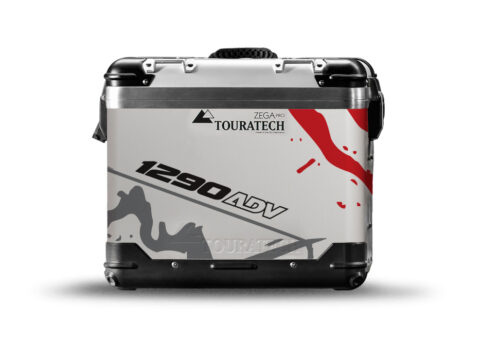 TSTI 3194 Touratech Zega Pro Aluminium Panniers Safari Series Grey Red Stickers Kit 1290ADV