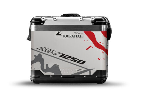 TSTI 3194 Touratech Zega Pro Aluminium Panniers Safari Series Grey Red Stickers Kit ADV1250